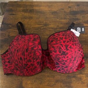 Red and Black Printed Balconette Bra Torrid 40 DD NWT